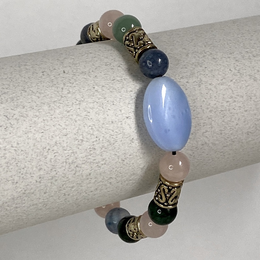 Multicolored gemstone gold bracelet beaded